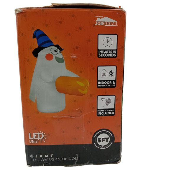 Halloween Candy Basket Ghost Inflatable 5 Foot LED Lights Outdoor Yard Decor - Picture 9 of 12